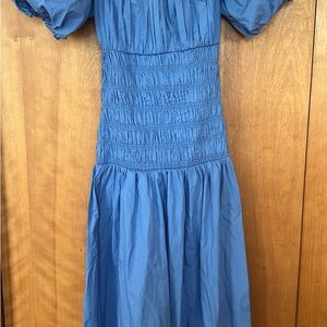 Abercrombie & Fitch Blue Smocked Maxi Dress Puff Sleeve